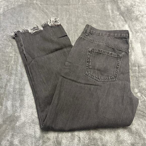 We The Free Jeans Women's Sz.28 Black Maggie Straight Jean Raw Hem Distressed - Picture 8 of 13